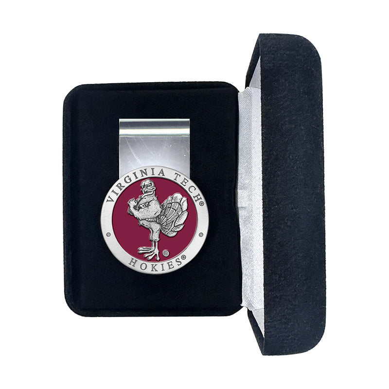 Money clip with Virginia Tech Hokies logo in a black box