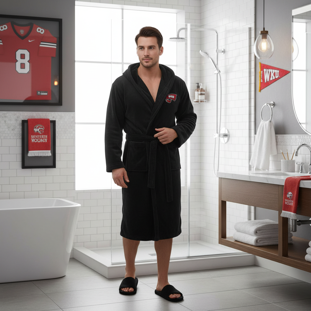 Western Kentucky Hilltoppers - Hooded Bathrobe Unisex Plush Lounge Robe