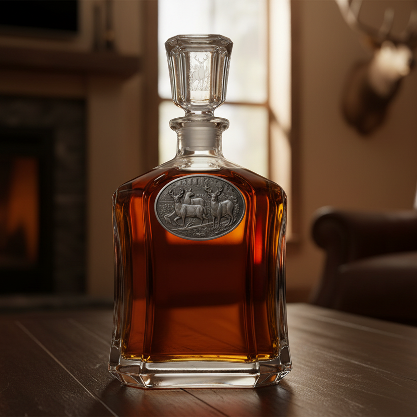 Whitetail Deer Whiskey Capitol Decanter - 24oz with Fine Pewter Casting - Made in USA