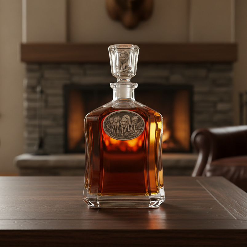 Wolves Whiskey Capitol Decanter - 24oz with Fine Pewter Casting - Made in USA