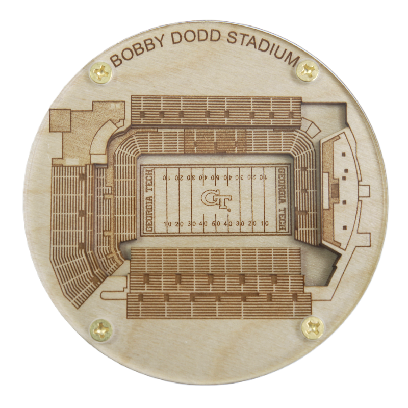 Atlanta Stadium Map Art Coaster - Bobby Dodd Stadium Edition