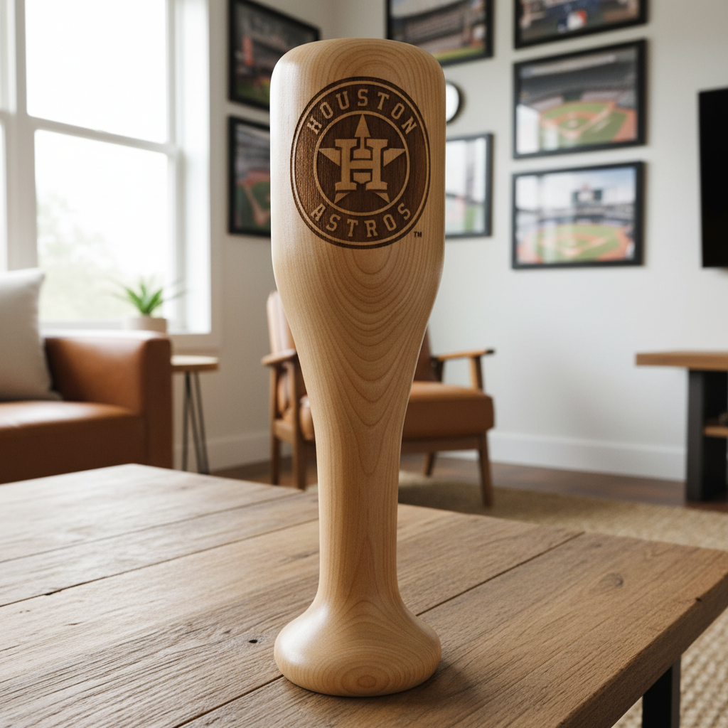 Houston Astros Wined Up Baseball Bat Wine Mug – Officially Licensed MLB Solid Birch Wood Gift