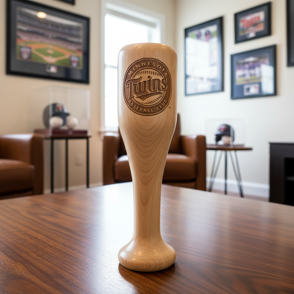 Minnesota Twins Wined Up Baseball Bat Wine Mug – Officially Licensed MLB Solid Birch Wood Gift