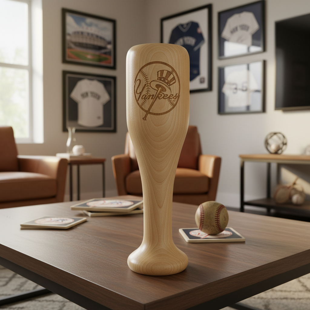 New York Yankees Wined Up Baseball Bat Wine Mug – Officially Licensed MLB Solid Birch Wood Gift