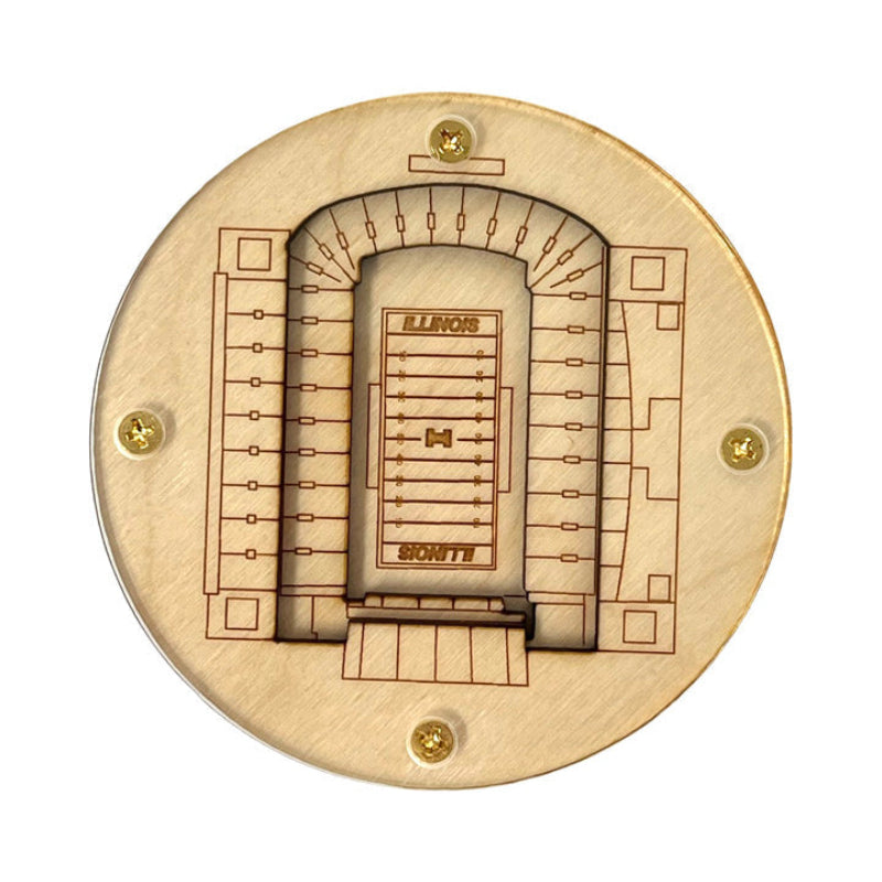 Champaign Stadium Map Art Coaster - Memorial Stadium Edition