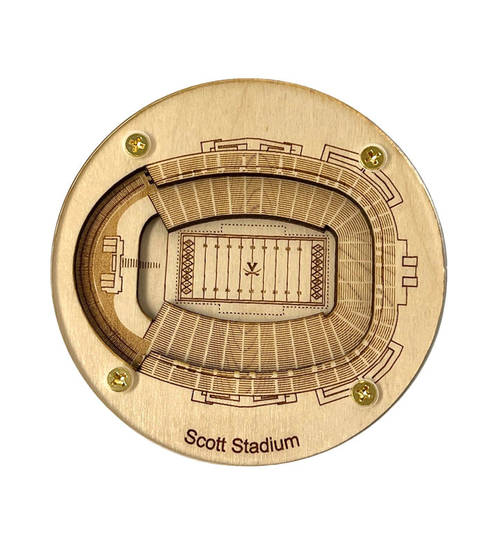 Charlottesville Stadium Map Art Coaster - Scott Stadium Edition