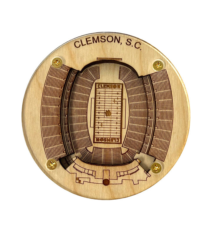 Clemson Stadium Map Art Coaster - Memorial Stadium Edition