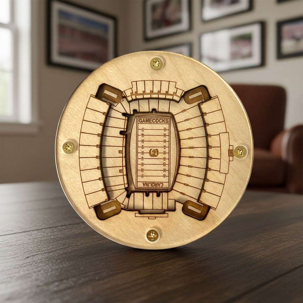 Columbia Stadium Map Art Coaster - Williams-Brice Stadium Edition