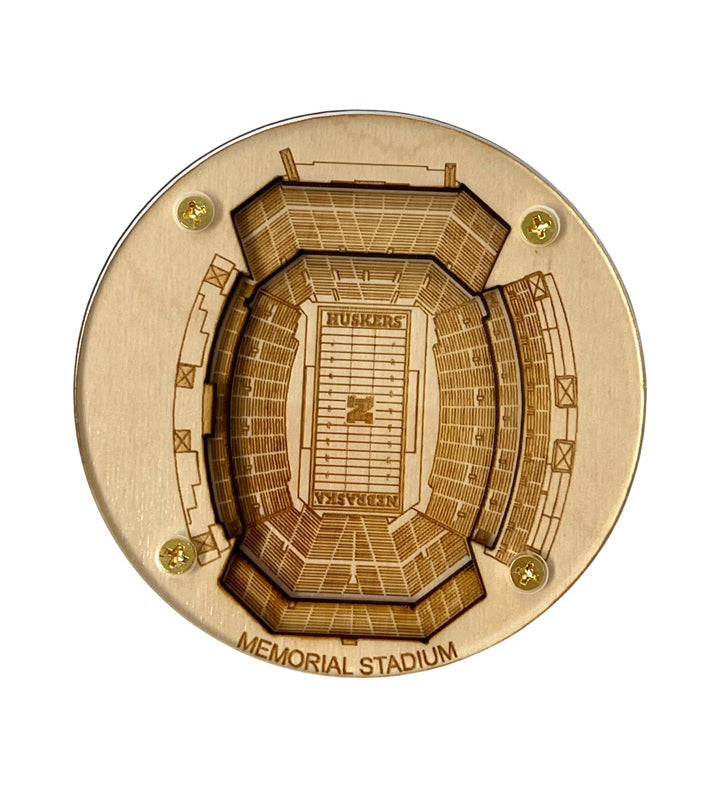 Wooden model of Memorial Stadium with laser-cut seating layout