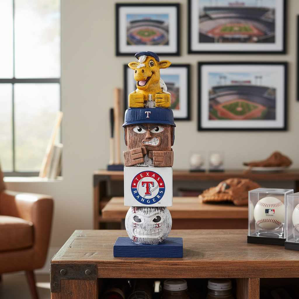 Texas Rangers Tiki Totem Garden Statue - MLB Mascot Outdoor Yard Decor & Man Cave Figurine
