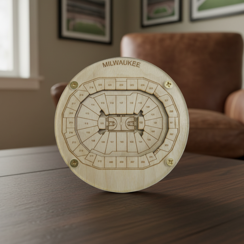 Milwaukee Stadium Map Art Coaster - Fiserv Forum Edition