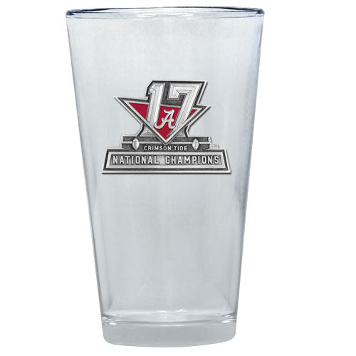 Clear glass with a national champions logo on a white background