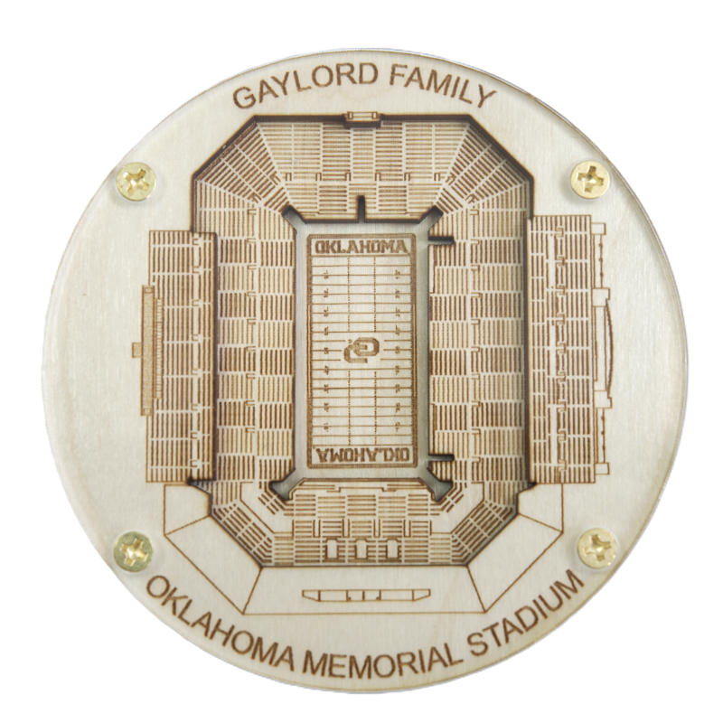 Norman Stadium Map Art Coaster - Oklahoma Memorial Stadium Edition