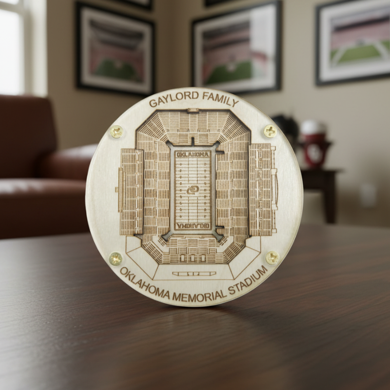 Norman Stadium Map Art Coaster - Oklahoma Memorial Stadium Edition