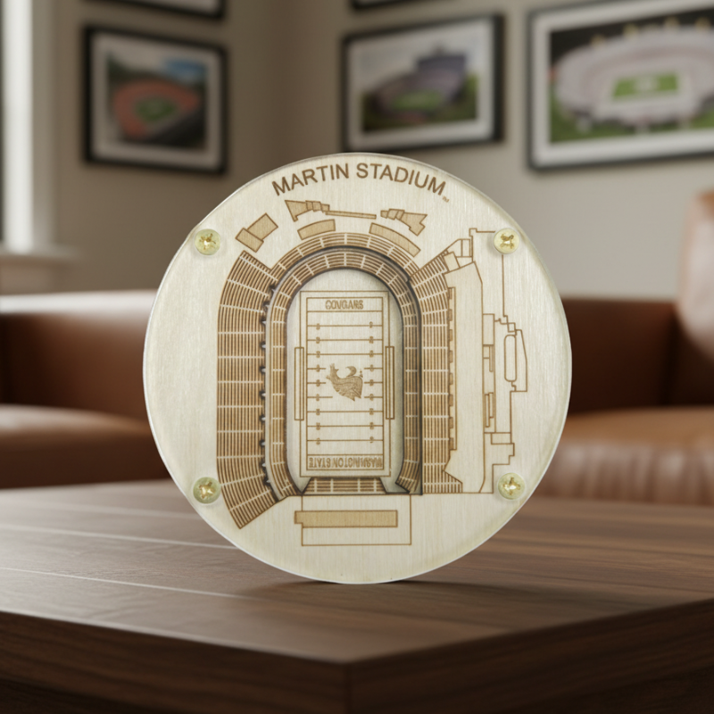 Pullman Stadium Map Art Coaster - Martin Stadium Edition