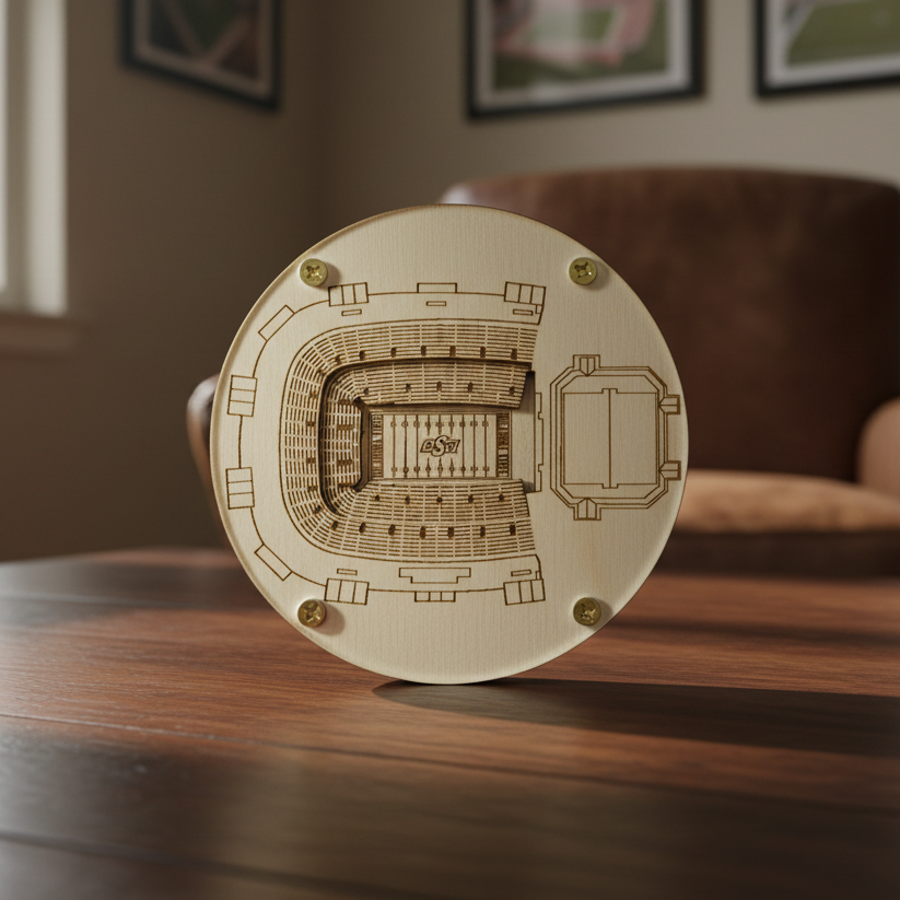 Stillwater Stadium Map Art Coaster - Boone Pickens Stadium Edition