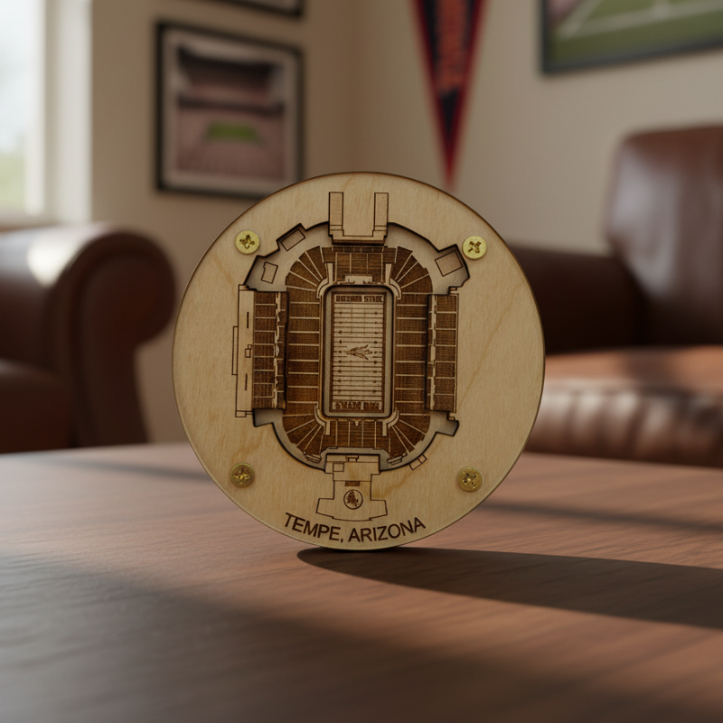 Tempe Stadium Map Art Coaster - Sun Devil Stadium Edition