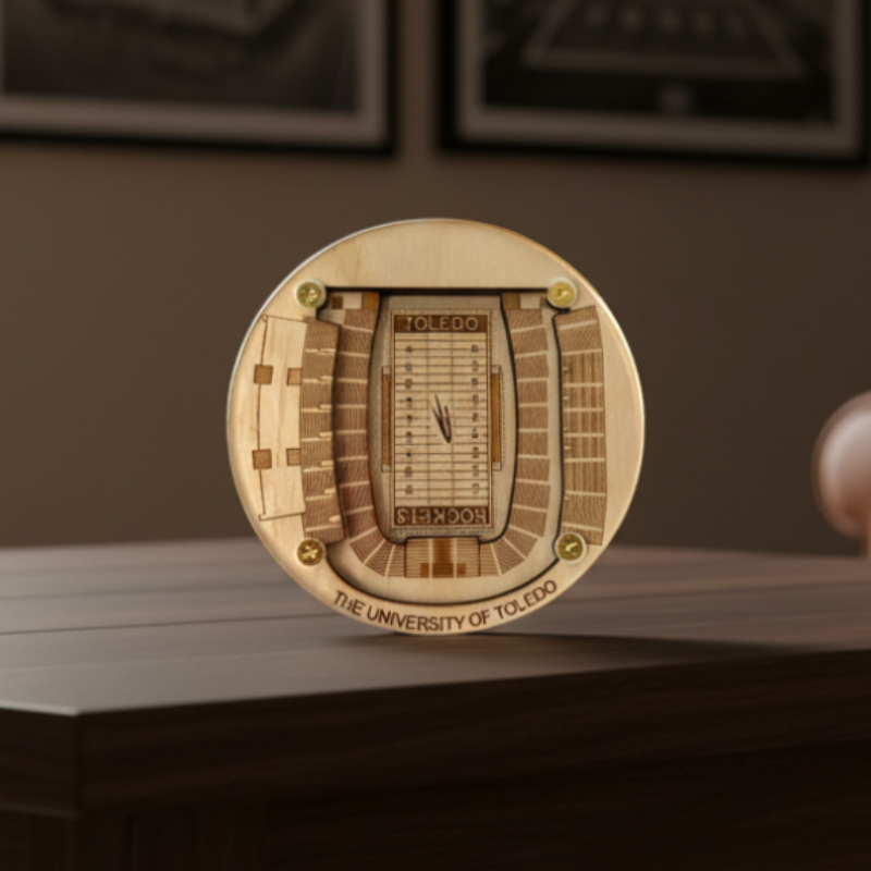Toledo Stadium Map Art Coaster - The Glass Bowl Edition