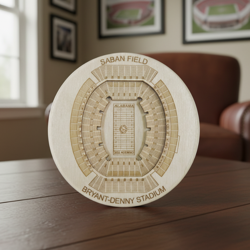 Tuscaloosa Stadium Map Art Coaster - Saban Field at Bryant–Denny Stadium Edition