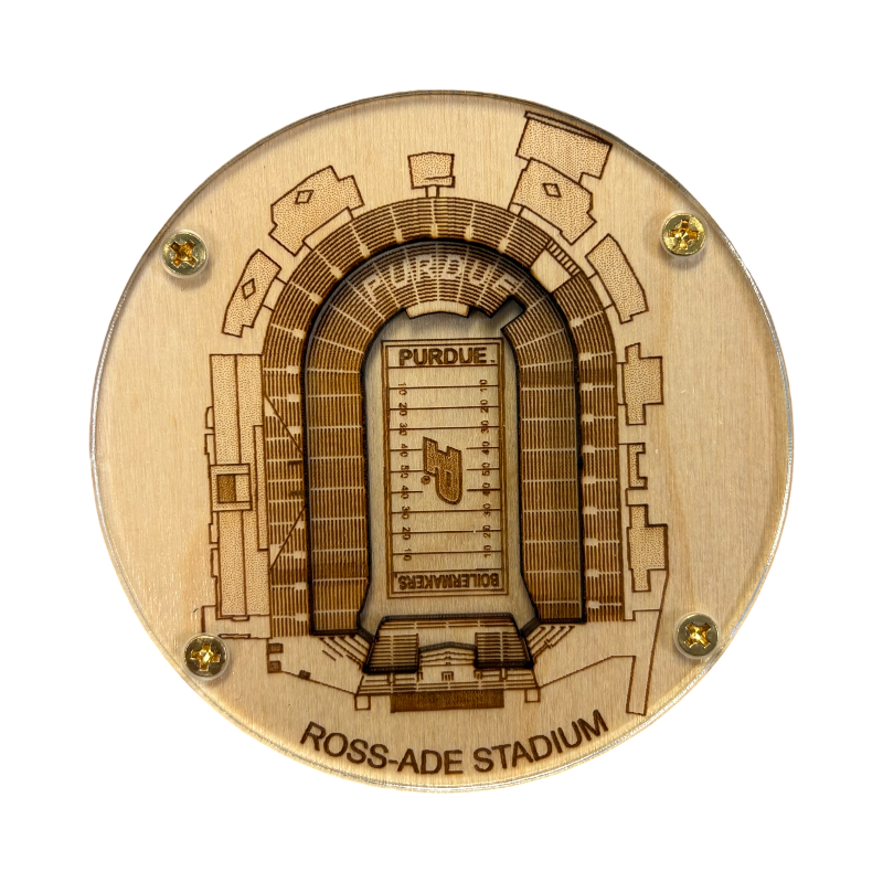 West Lafayette Stadium Map Art Coaster - Ross–Ade Stadium Edition