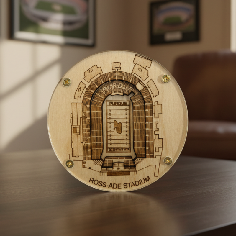West Lafayette Stadium Map Art Coaster - Ross–Ade Stadium Edition